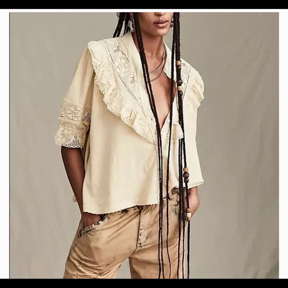 🅢🅐🅛🅔 Free People Walk In the Park Grey Blouse 👚 Ruffled Top Puff sleeve - Picture 5 of 11